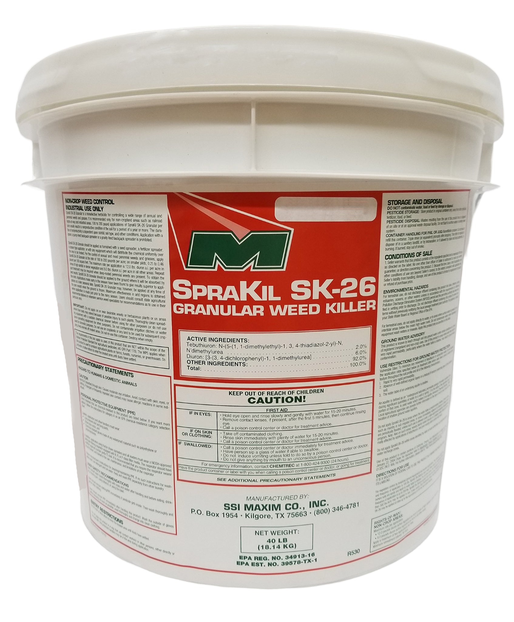 SpraKil SK-26 Granular Residual Herbicide bucket (40 lbs)