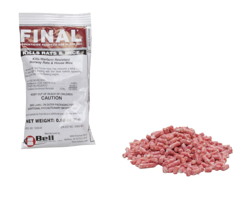 Final Rodenticide Pellet Place Packs box (291 x 25 gram packs)